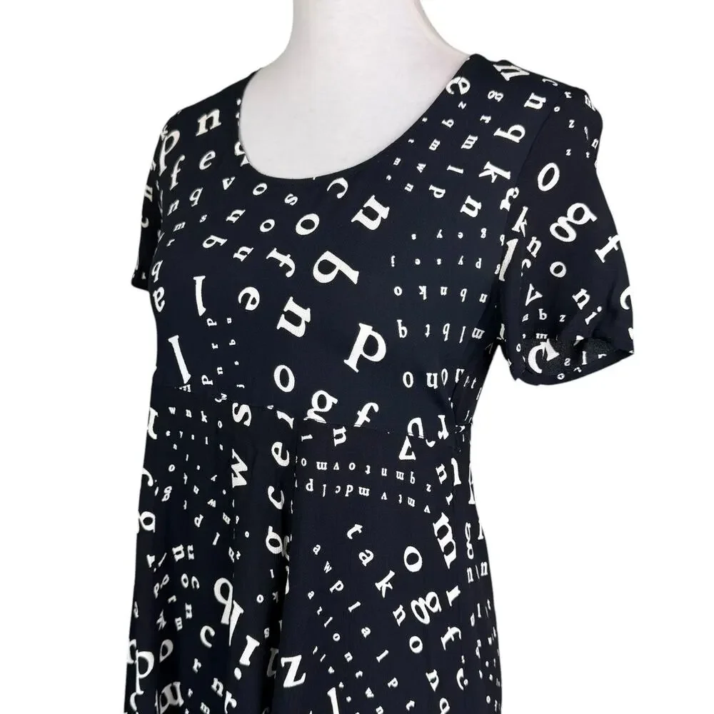 Laundry by Shelli Segal Vintage Black & White Alphabet Mini Dress - Picture 5 of 11